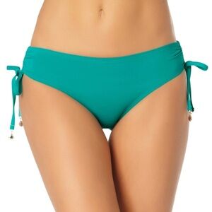 Anne Cole Ruched-Side Tie Bikini Bottoms Women's Swimsuit Ocean Green  XL NWT